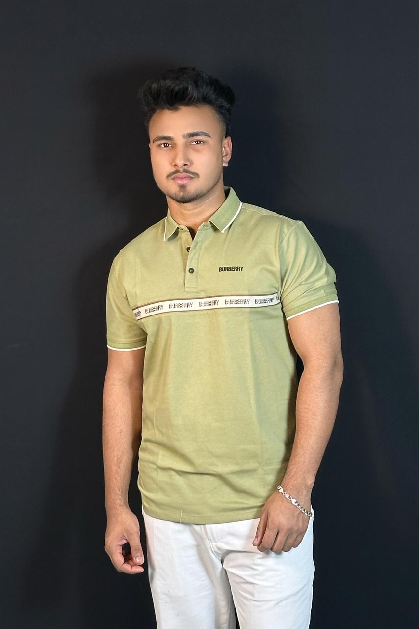 অলিভ কালার পোলো টি-শার্ট-Burberry